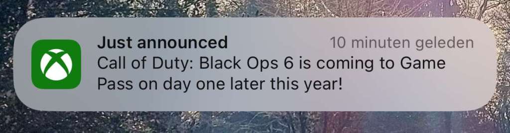 Call of Duty Black Ops 6 Game Pass Notification
