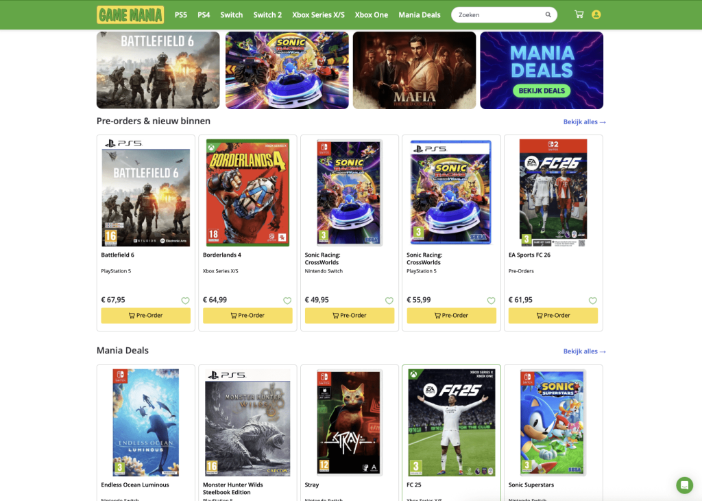 Game Mania Webshop 2025
