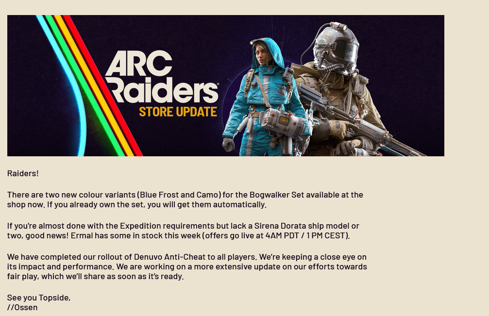 ARC Raiders Denuvo Anti-Cheat